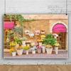 Leyiyi 15x10ft Italy Scene Backdrop Colorful Flowerpots in Front of Old House Green Leaves Brick Wall Background Florist Photo Portrait Vinyl Studio Video Props view 3