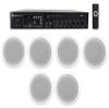 Rockville CC65T Bundle: (6) 6.5 in 70V White Ceiling Speakers for Home Audio, Bedroom, Living Room, RCS80-1 60 Watt Bluetooth Amplifier Receiver, 7-Items view 1