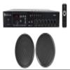 Rockville RCS80-1 Bundle: 60 Watt 70V Commercial Amplifier with Bluetooth Receiver, (2) CC80T Black 8-Inch 2-Way 70V Ceiling Speakers for Restaurant, Bar, or Office Audio Systems, 3-Items view 1