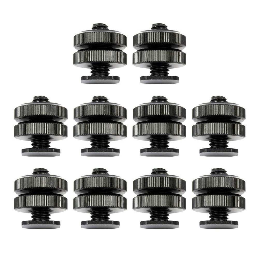 BGNING Professional 3/8 Tripod Mount Screw to Flash Hot Shoe Adapter Double Screws (10pcs)