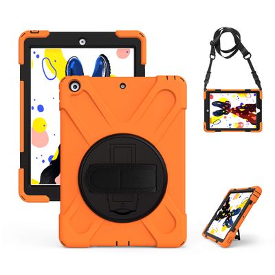 10.2 2019 Case, Pirate Series Shockproof Protective Cover with Built-in Kickstand Adjustable Hand and Shoulder Strap for 10.2 2019 - Orange