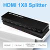 4K 1x8 HDMI Splitter, One in Eight Out Powered 8way HDMI Splitter Audio Video Distributor Amplifier with Charger, Support Full HD 3D & 4K x 2K Compatible with PS3/4,Fire Stick,Roku,Blu-Ray Playe view 3