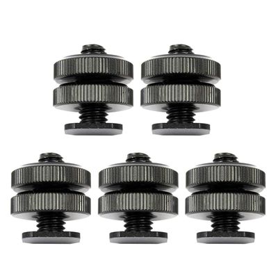 BGNING Professional 3/8 Tripod Mount Screw to Flash Hot Shoe Adapter Double Screws (5pcs)