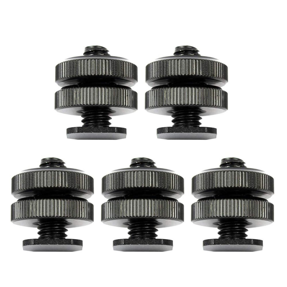 BGNING Professional 3/8 Tripod Mount Screw to Flash Hot Shoe Adapter Double Screws (5pcs)