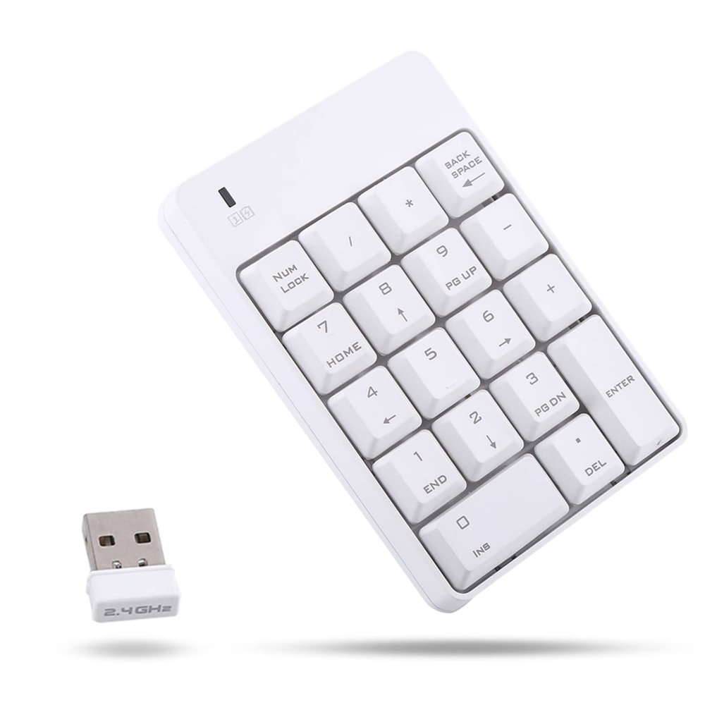 Yoidesu Number Pad, USB Numeric Keypad,18 Key Mini Portable Data Entry Number Pad for Laptop Desktop PC Computer (White)