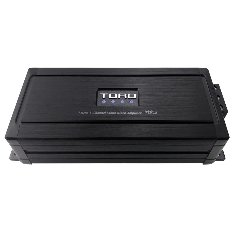 Toro Audio MR2 Micro 500W RMS Monoblock Car Amplifier | 1000W Peak Class-D Subwoofer Power Amp, 1 Stable, Auto Sense Turn-On, Variable Crossover, Compact Design for Cars & Powersports