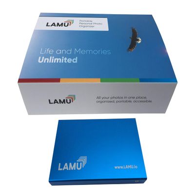 LAMU Photo Organizer 500GB SSD - Digital Picture Manager for Windows - Software Included to Easily Organize Your Photos and Videos - Digital Photo Storage - 500 GB (Sky Blue)