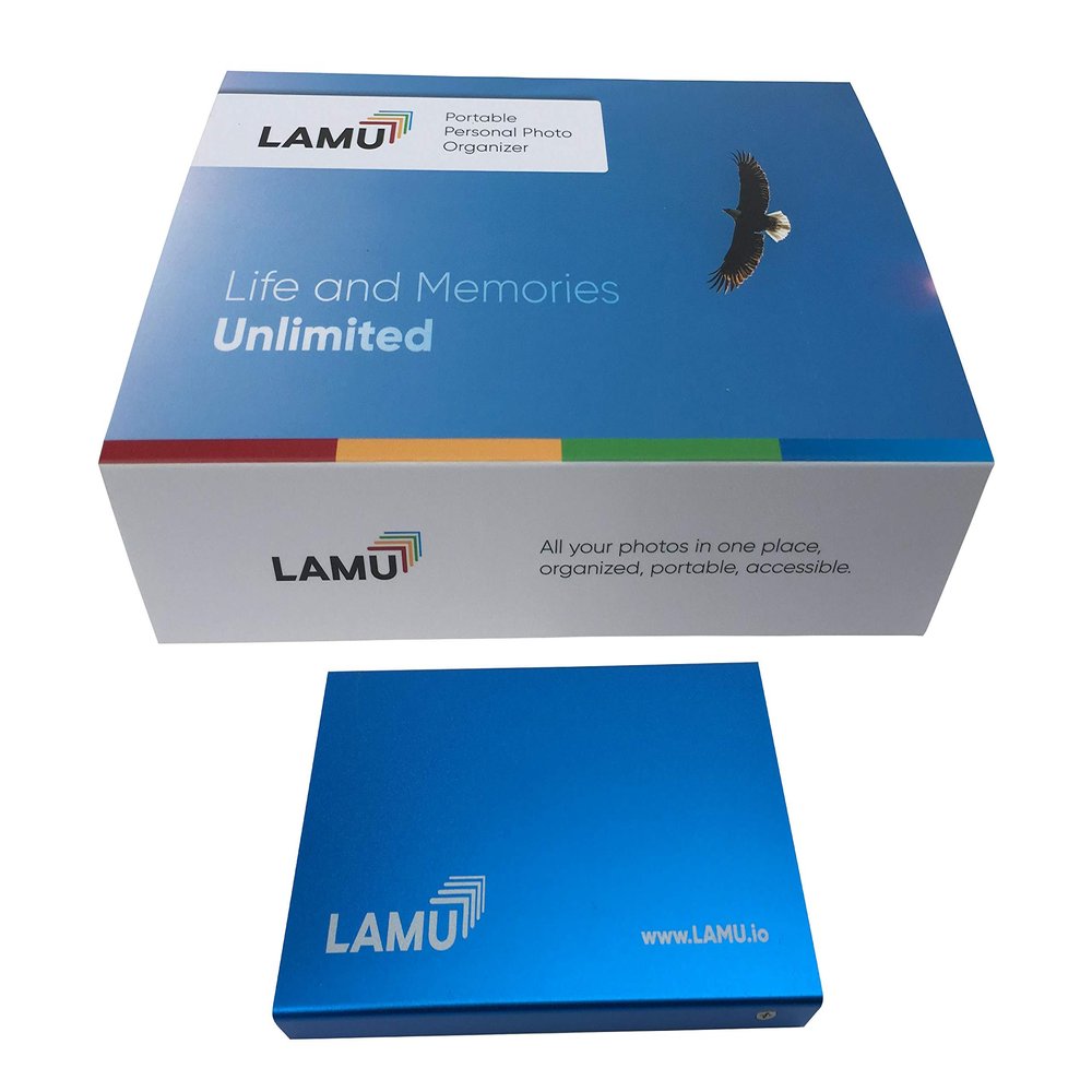 LAMU Photo Organizer 500GB SSD - Digital Picture Manager for Windows - Software Included to Easily Organize Your Photos and Videos - Digital Photo Storage - 500 GB (Sky Blue)