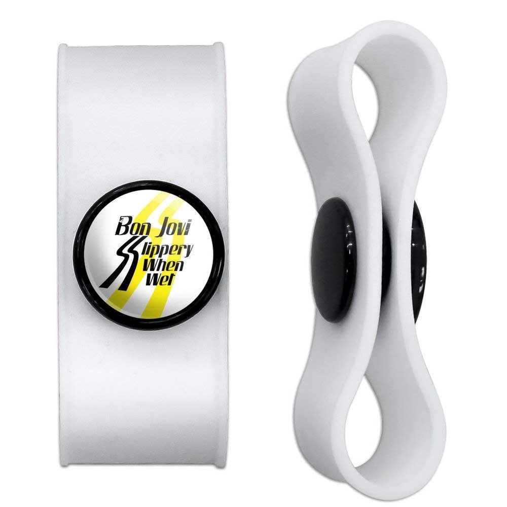 GRAPHICS & MORE Bon Jovi Slippery When Wet Headphone Earbud Cord Wrap - Charging Cable Manager - Wire Organizer Set of 2 - Black