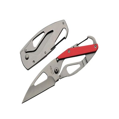 SZCO 3" Folding Pocket Knife for Men with Framelock Red Carabiner Clip Stainless Steel Small Folding Knife for Men & Women - Compact EDC Knife for Camping, Hiking & Everyday Carry