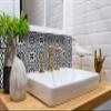 Mi Alma Black and White Tile Stickers Peel and Stick Tile Stickers 24 PC Set backsplash Tile Decals Bathroom & Kitchen Vinyl Wall Decals Just Peel Stick Home Decor (Flowers Tiles, 5x5 Inch) view 2
