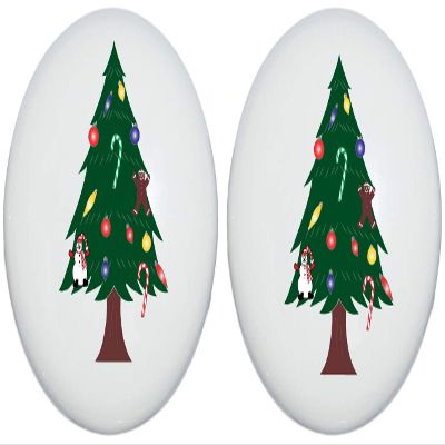 Presto Wall Decals Christmas Tree Drawer Knobs Christmas Holiday Decor Ceramic Cabinet Pulls (Set of Two)