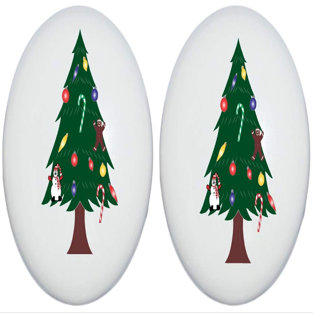 Presto Wall Decals Christmas Tree Drawer Knobs Christmas Holiday Decor Ceramic Cabinet Pulls (Set of Two)