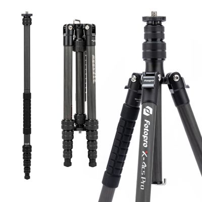 Fotopro 59 Carbon Fiber Travel Tripod, 2 in 1 Lightweight Monopod Tripods, Professional Compact Tripod for DSLR Camera, Load up to 17.6lbs(8kg)