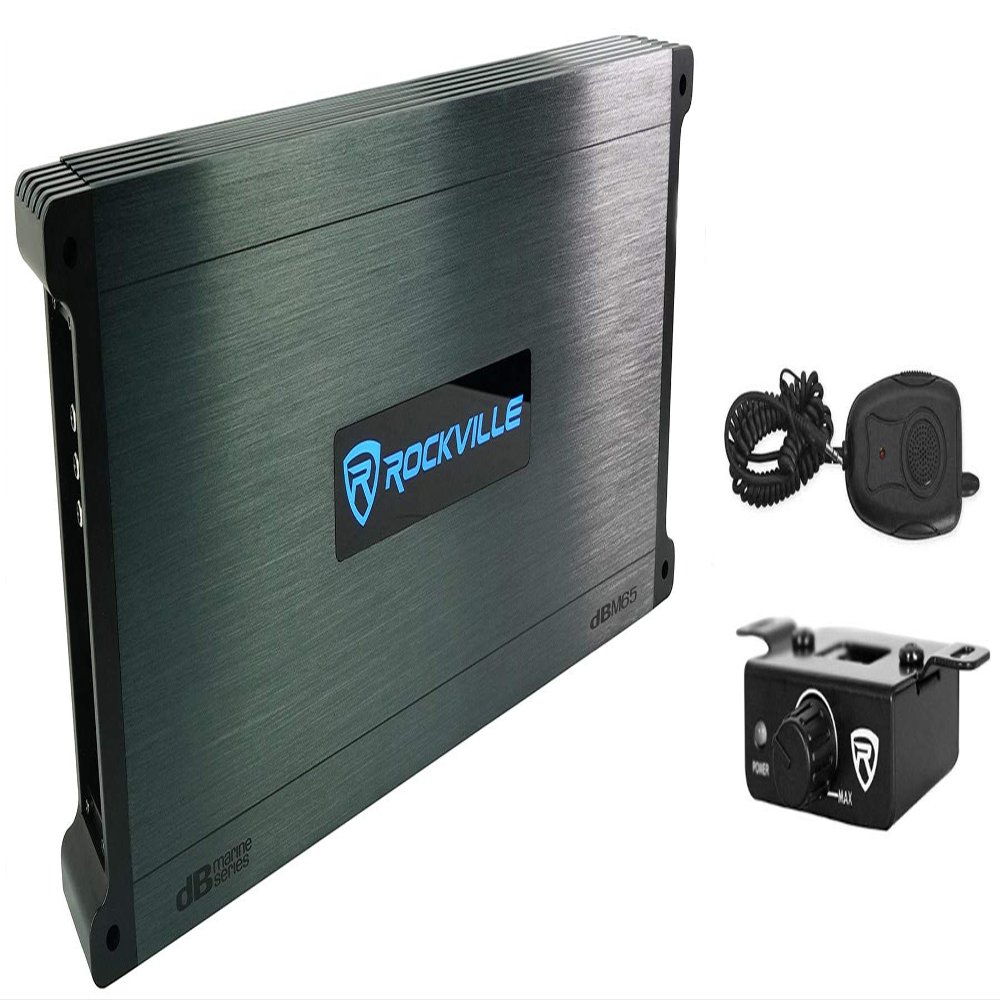 Rockville DBM65 2600W Peak / 660W RMS 6-Channel Marine Amplifier, IPX6, Includes Remote, Adjustable Crossover, PA Mic - Perfect for Boats, Subwoofers, and Marine Audio Systems