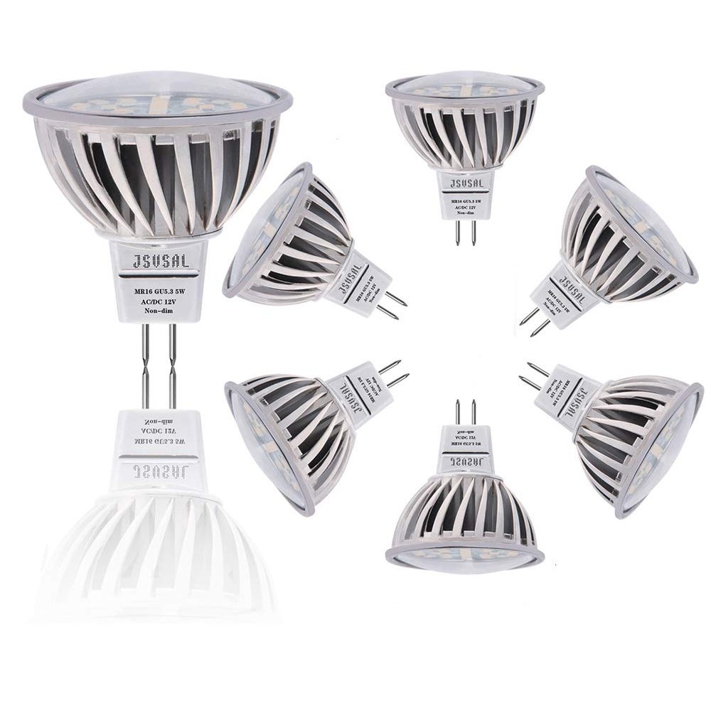 JSVSAL MR16 GU5.3 Pink LED Bulb 5W, 35W-50W Halogen Bulbs Equiv, Aluminum Casing, 12V DC AC Low Voltage,120 Degree for Outdoor Landscape Track Lighting,Not Dimmable,6-Pack