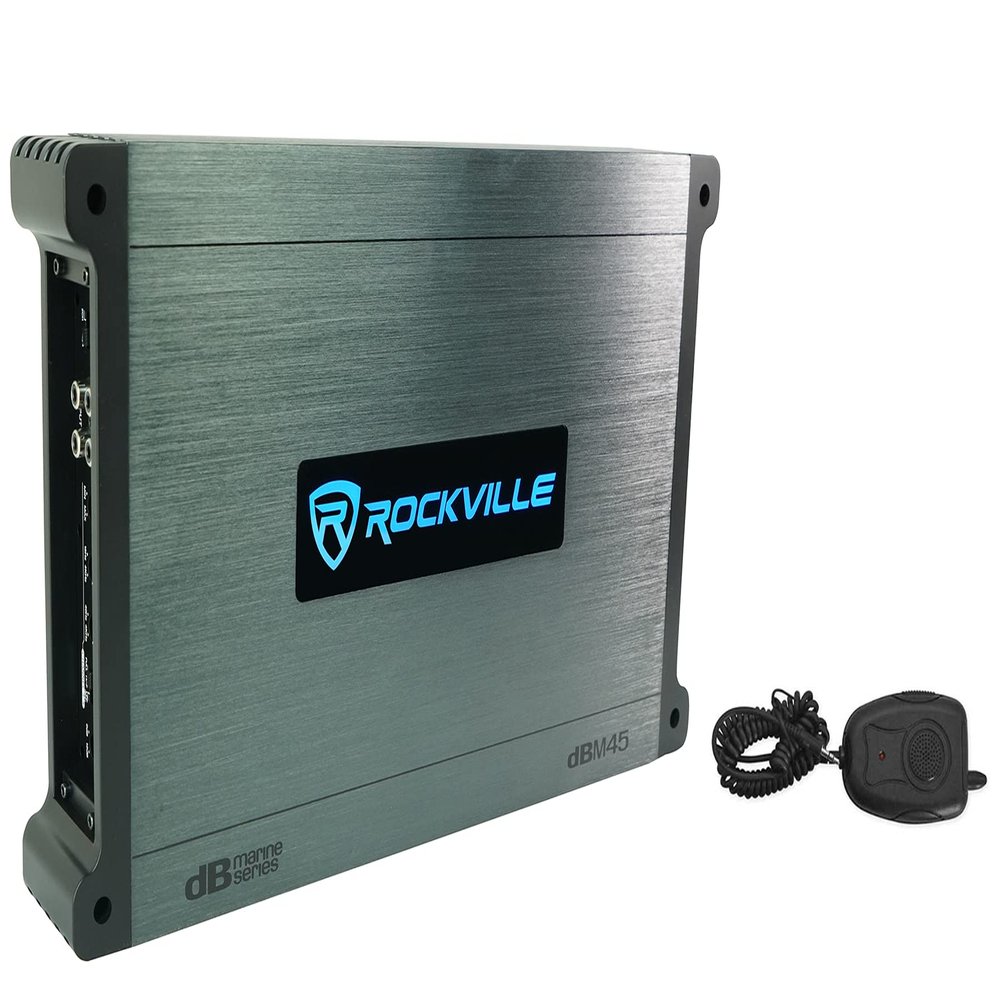 Rockville DBM45 2000W Peak/500W Dyno-Certified RMS 4-Channel Marine Amplifier, Waterproof & Rustproof, Adjustable Crossover, Bandpass & Subsonic Filters, Bridgeable, for Boats/Yachts