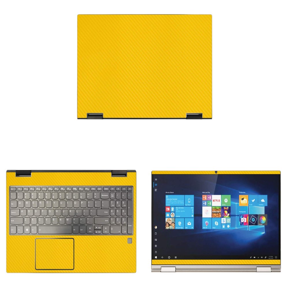 Decalrus - Protective Decal for Lenovo Yoga C740 (15.6" Screen) Laptop Yellow Carbon Fiber Skin case Cover wrap CFlenovoYoga15_C740Yellow