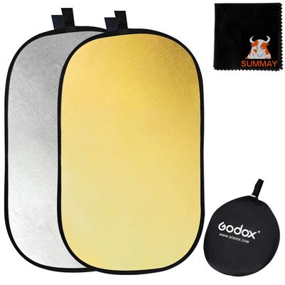 GODOX 47x71 120x180cm 2-in-1 Collapsible Portable Disc Light Reflector with Bag for Studio and Photography - Gold, Silver