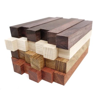 Exotic Wood Pen Blanks 24-Pack Pen Turning Supplies, DIY Pen Crafts: Bloodwood, Mexican Ebony, Jatoba, Hard Maple, 6 of Each Wood Type, 5 x 3/4 x 3/4 inches
