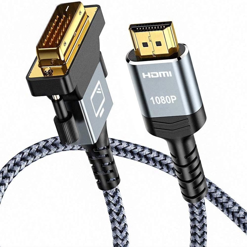 Capshi HDMI A to DVI Adapter Cable 10FT, High-Speed Gold-Plated Plug and Play Bi-Directional Nylon Braid 1080p, DVI to HDMI Adapter for Televison/Monitor/Video Card/Graphics Card