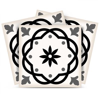 Mi Alma Black and White Tile Stickers Peel and Stick Tile Stickers 24 PC Set backsplash Tile Decals Bathroom & Kitchen Vinyl Wall Decals Just Peel Stick Home Decor (Kitchen Design, 5x5 Inch)