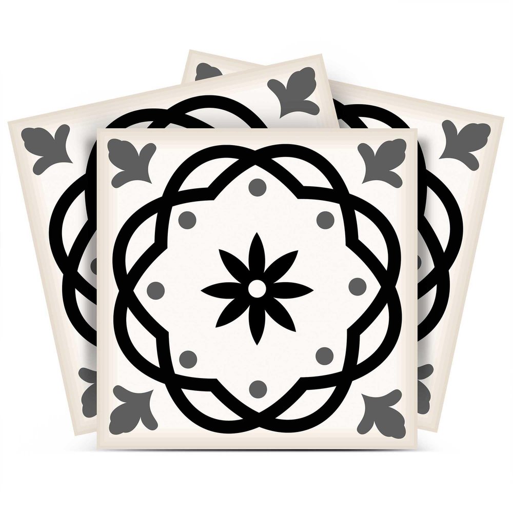 Mi Alma Black and White Tile Stickers Peel and Stick Tile Stickers 24 PC Set backsplash Tile Decals Bathroom & Kitchen Vinyl Wall Decals Just Peel Stick Home Decor (Kitchen Design, 5x5 Inch)
