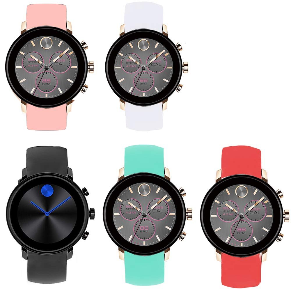 200Pcs Compatible for Movado Connect 2.0 Smartwatch Band, Blueshaw Sport Silicone Replacement Strap for Movado Connect 2.0 Smartwatch 40mm (5 )