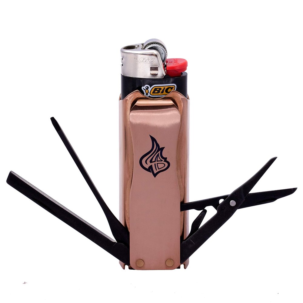 LighterBro Copper Limited Edition - Copper Sleeve to Transform Your Pocket Lighter - Lighter Case with Poker, Super Sharp Knife & Scissors, Bottle Opener, Screwdrivers, & Keychain Holder