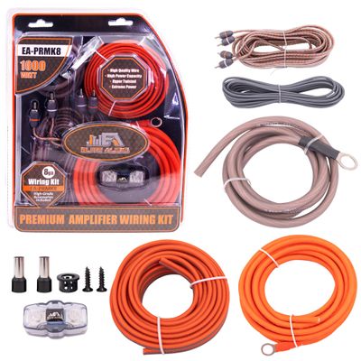 Elite Audio Premium 8 Gauge CCA Amplifier Installation Wiring Amp Kit, 1000 watt High-Power Wiring with Triple Shielded RCAs and ANL Fuse Holder - EA-PRMK8 Amp Install Kit