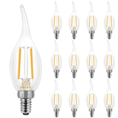 Energetic 12 Pack Dimmable Candelabra Led Light Bulb, CA11 Shape,Flame Tip Style, 60 Watt Equivalent, 2700K Soft White, E12 Base, Led Candelabra Bulb,CRI 90+, Halloween Christmas Decoration