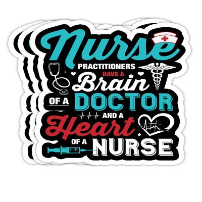 goldbabytee Nurse Practitioner Gift for Health Care Worker- 4x3 Vinyl Stickers, Laptop Decal, Water Bottle Sticker (Set of 3)