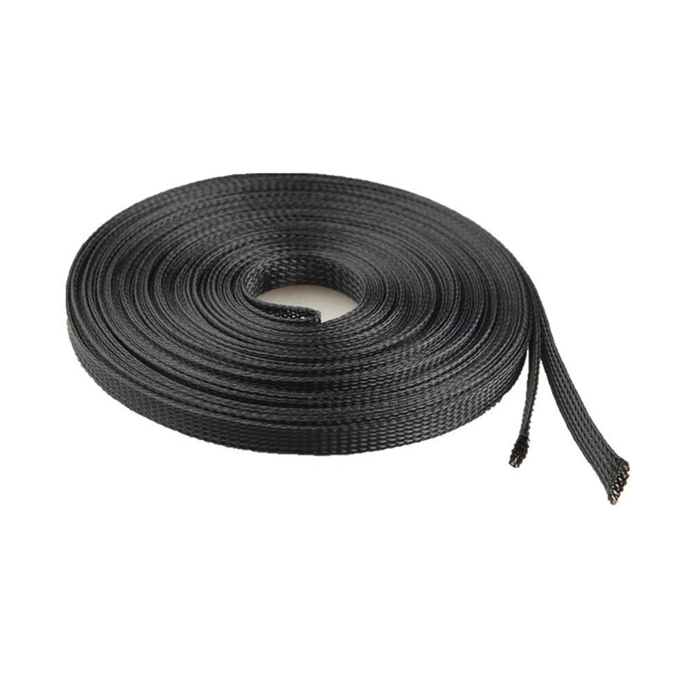 15m (50FT) 6.5mm Expandable Wire Cable Sleeving Sheathing Braided Loom Tubing Black