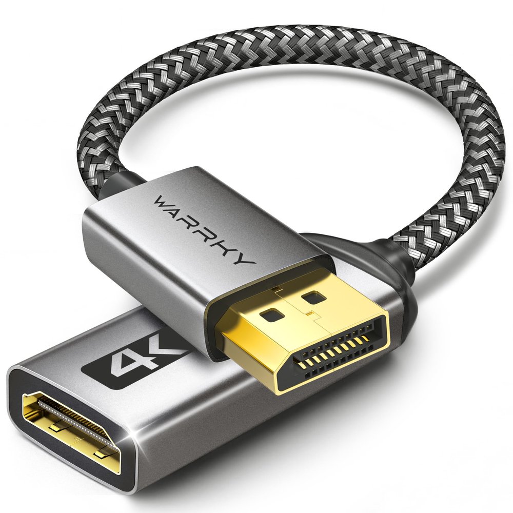 4K DisplayPort to HDMI Adapter, Uni-Directional WARRKY [4K UHD, Metal Case, Gold-Plated Pins] Display Port 1.2 Source to HDMI 2.0 Monitor Converter Compatible for HP, AMD, NVIDIA. Male to Female