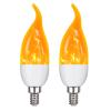 OHLGT E12 Flame Bulbs 2 Packs, 3 Mode LED Candelabra 2.0 Watt Warm White Chandelier 1800k Candle Light Bulbs, Flame Tip for Christmas Party Decorations view 1