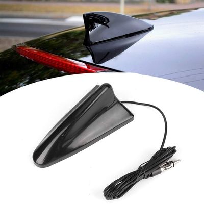 Qiilu Car Shark Fin Antenna, 12V Universal Radio Antenna Car Roof Aerial for Auto SUV Truck with Adhesive Base Decorative Antenna Black