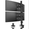 HUANUO Vertical Dual Monitor Mount, Stacked Monitor Stand for 2 Monitors with Height Adjustment Computer Monitor Arm Supports Two 17 to 32 Inch with C Clamp Each Desk Mount Hold up to 17.6lbs view 1