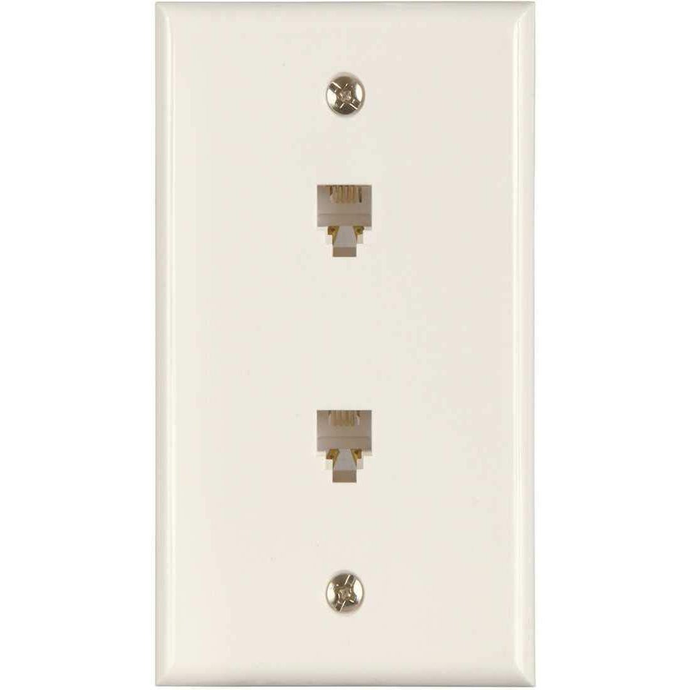 Westek TWRJ11W2-10 1-Gang Duplex Phone Jack Modular 4-Conductor with Wall Plate Thermoplastic, White - pack of 10