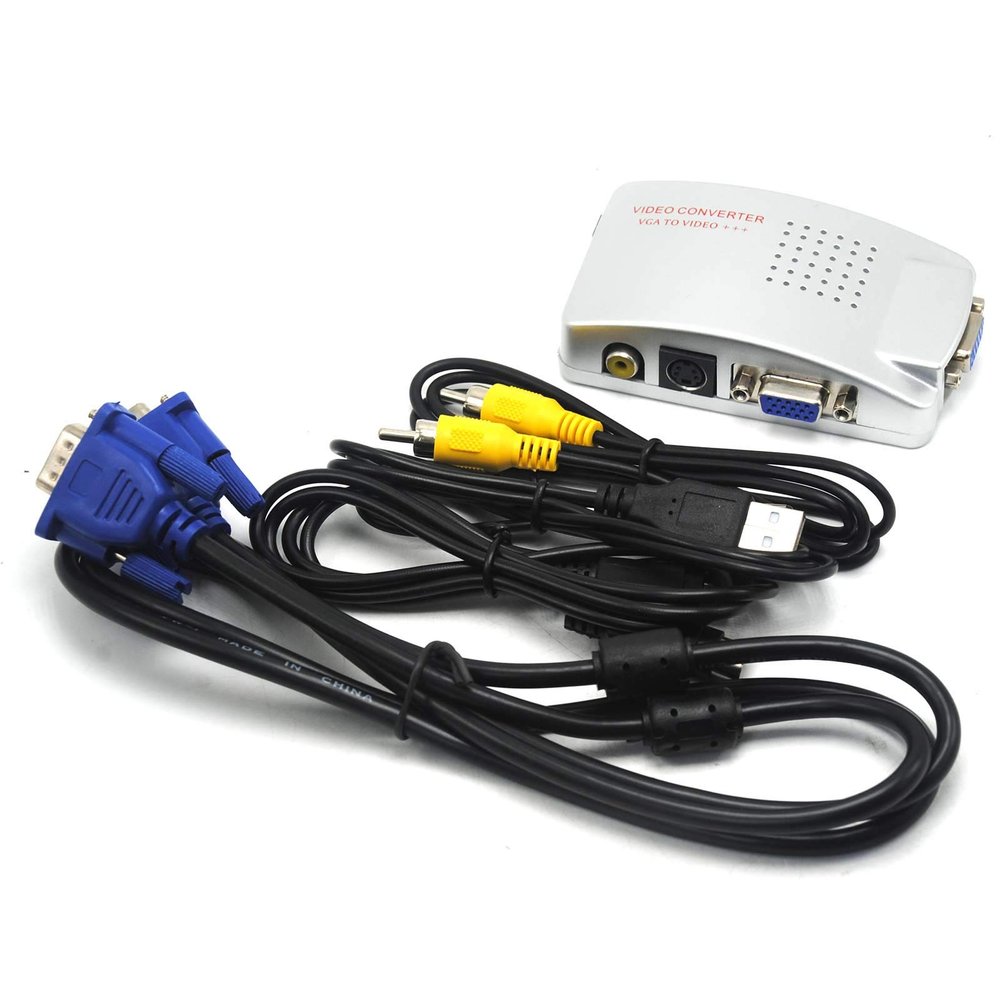 VGA to TV RCA Composite S-video Converter Adapter Box for PC Laptop Computer