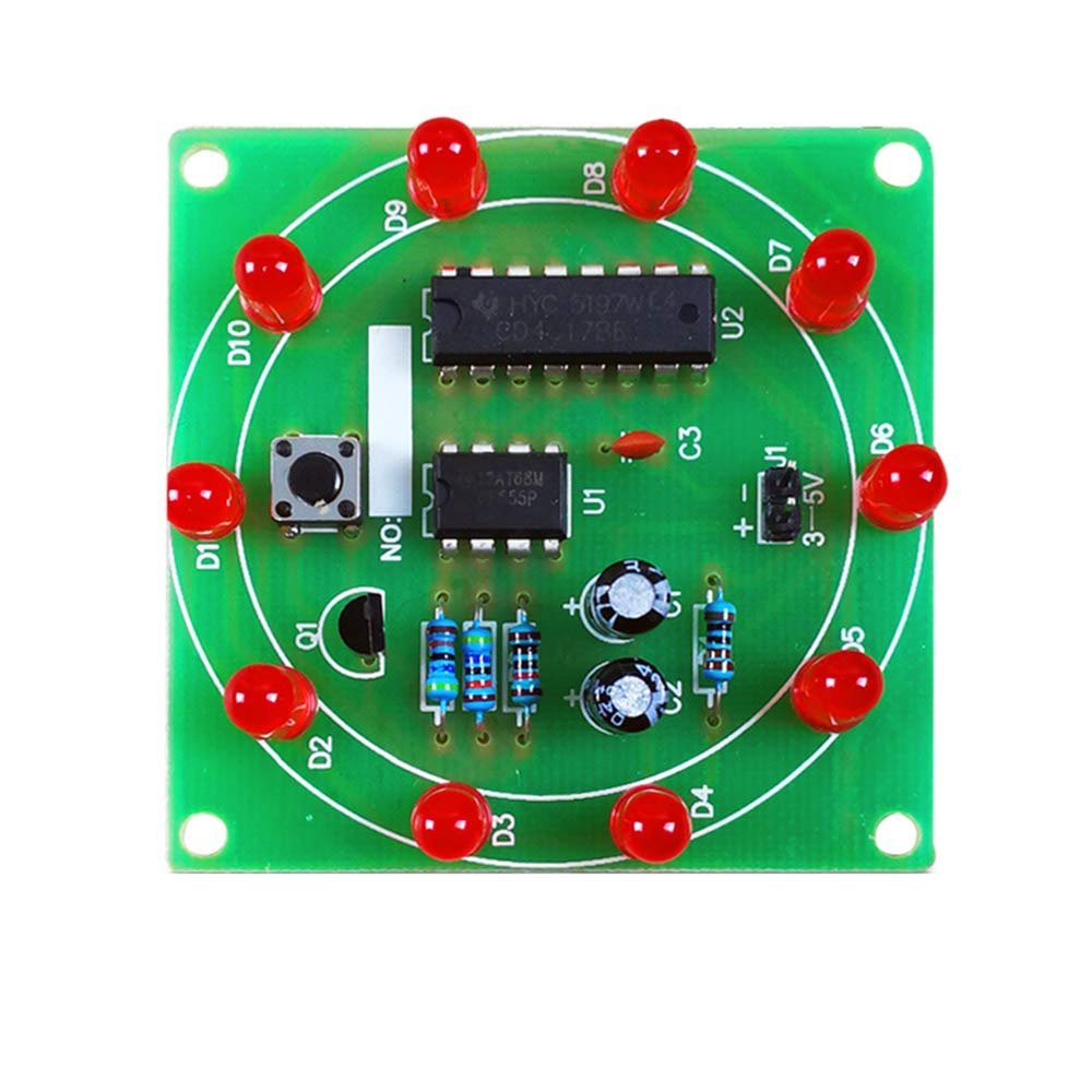 Taidacent 10 Pcs DIY Electronic Lucky Turntable Kit Electronic Components kit Running Water Marquee, Lottery Welding Parts DIY Assembly Soldering Practice Kit (Component+PCB Board)
