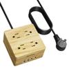 USB Power Strip Surge Protector - SUPERDANNY Desktop Extension Cord with 4 Widely Spaced Outlets & 4 Smart USB Ports, Portable Charging Station for Home, Office, Hotel, Dorm, RV, Faux Wood Grain view 1
