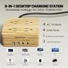 USB Power Strip Surge Protector - SUPERDANNY Desktop Extension Cord with 4 Widely Spaced Outlets & 4 Smart USB Ports, Portable Charging Station for Home, Office, Hotel, Dorm, RV, Faux Wood Grain view 2