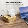 USB Power Strip Surge Protector - SUPERDANNY Desktop Extension Cord with 4 Widely Spaced Outlets & 4 Smart USB Ports, Portable Charging Station for Home, Office, Hotel, Dorm, RV, Faux Wood Grain view 3