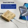 USB Power Strip Surge Protector - SUPERDANNY Desktop Extension Cord with 4 Widely Spaced Outlets & 4 Smart USB Ports, Portable Charging Station for Home, Office, Hotel, Dorm, RV, Faux Wood Grain view 4