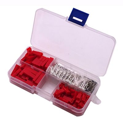300Pcs 2.54mm JST SYP 2-Pin Female & Male Red Plug Housing Crimp Terminal Connector Kit DIY Kit