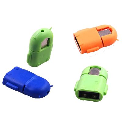 200pcs/lot Multi Color Option Robot Shape Droid Micro USB to USB 2.0 Converter OTG Adapter for Android Tablet PC Mobile Phone