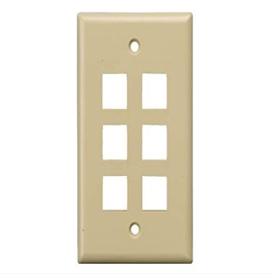 Cable Leader Wall Plate for Keystone Insert (6-Port, Ivory)