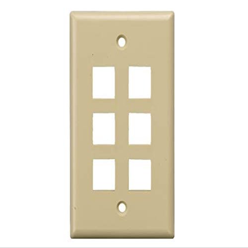 Cable Leader Wall Plate for Keystone Insert (6-Port, Ivory)