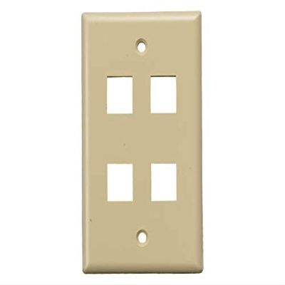 Cable Leader Wall Plate for Keystone Insert (4-Port, White)