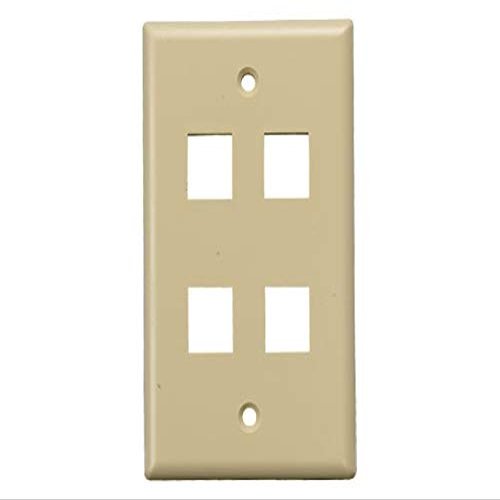 Cable Leader Wall Plate for Keystone Insert (4-Port, White)